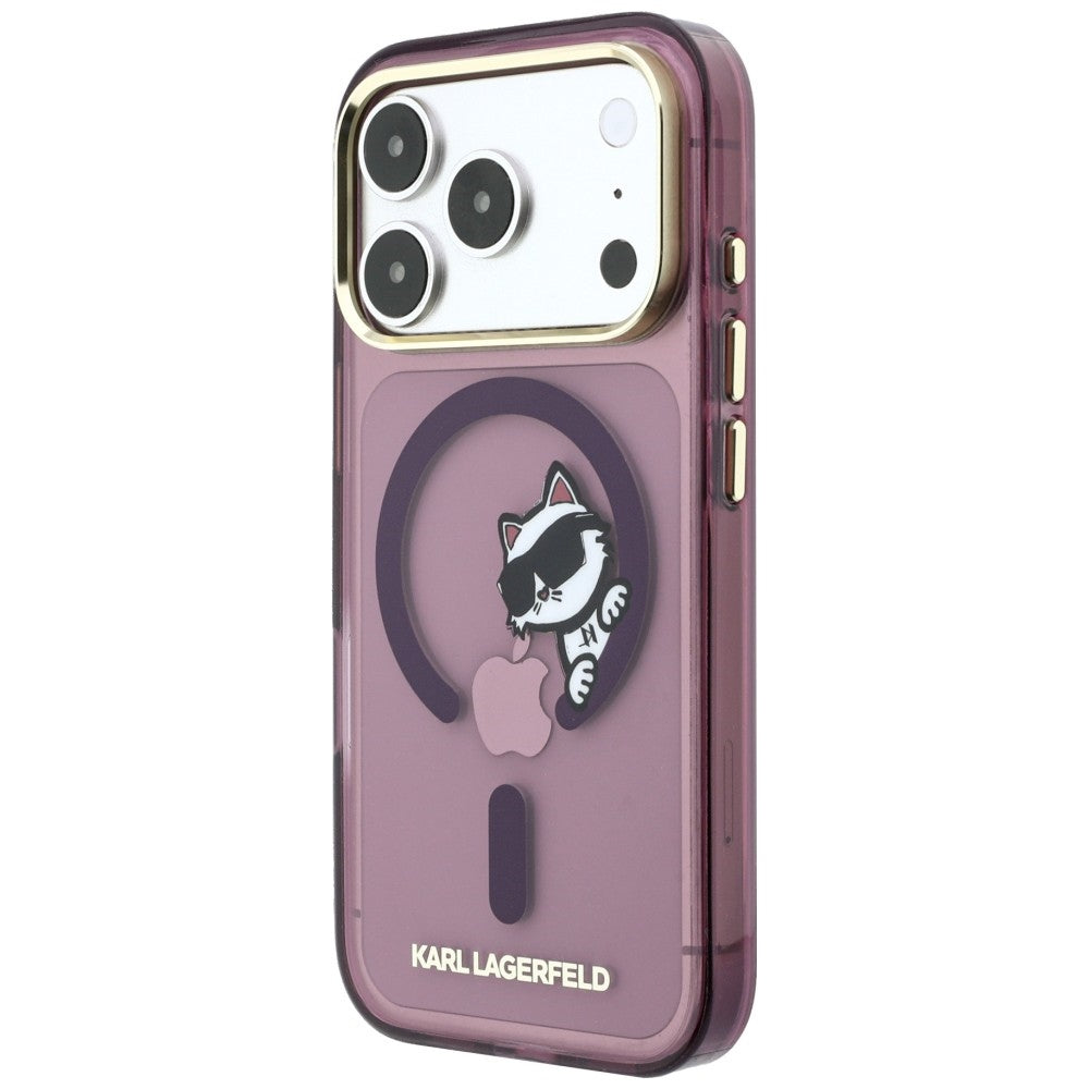 Θήκη MagSafe για Apple iPhone 18 Pro / 17 Pro, Karl Lagerfeld, IML Peekaboo Print and Metal Frame, Μπορντό