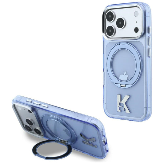 Θήκη MagSafe για Apple iPhone 18 Pro / 17 Pro, Karl Lagerfeld, IML Ring Stand Kameo Metal, Μπλε