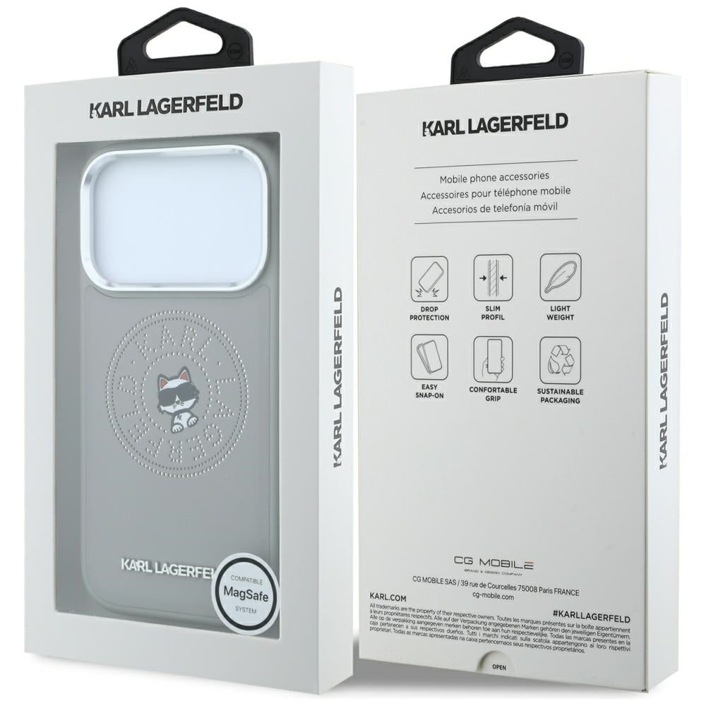 Θήκη MagSafe για Apple iPhone 18 Pro / 17 Pro, Karl Lagerfeld, Point and Choupette Sketch, Γκρι