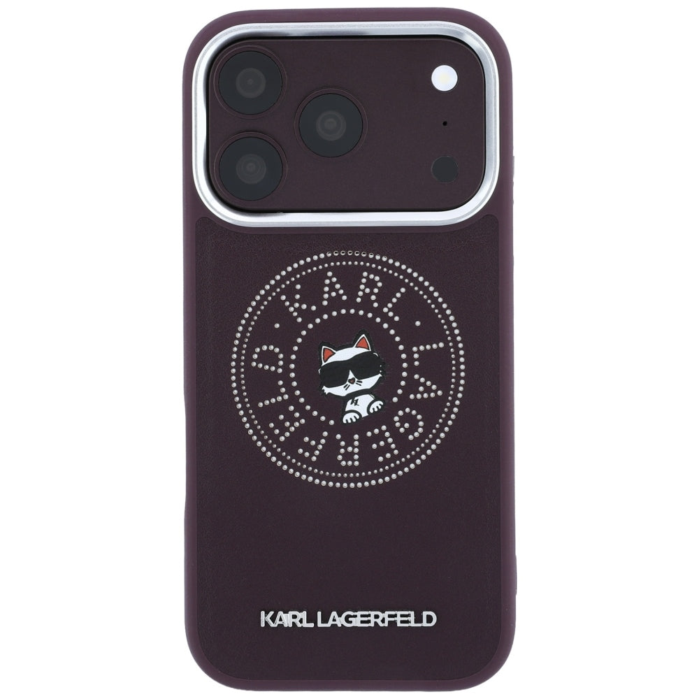 Θήκη MagSafe για Apple iPhone 18 Pro / 17 Pro, Karl Lagerfeld, Point and Choupette Sketch, Βυσσινί