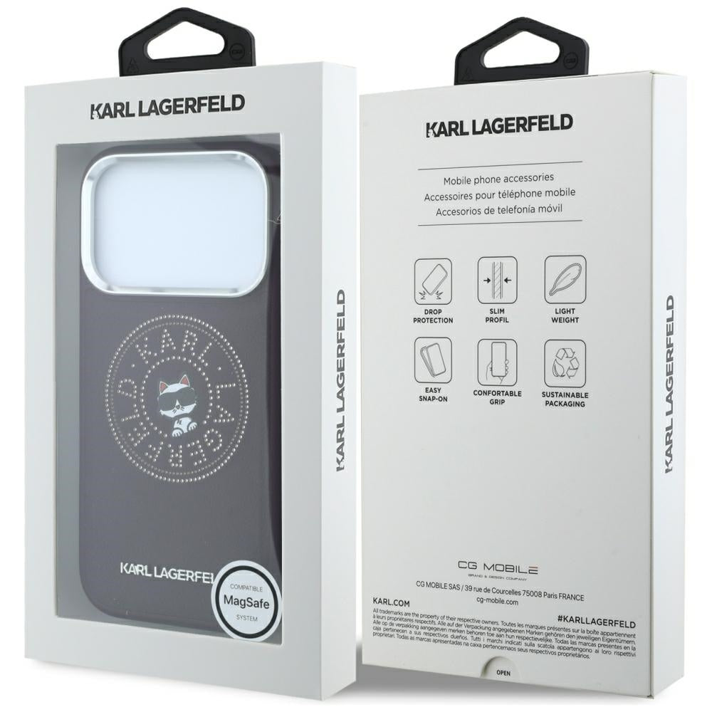 Θήκη MagSafe για Apple iPhone 18 Pro / 17 Pro, Karl Lagerfeld, Point and Choupette Sketch, Βυσσινί