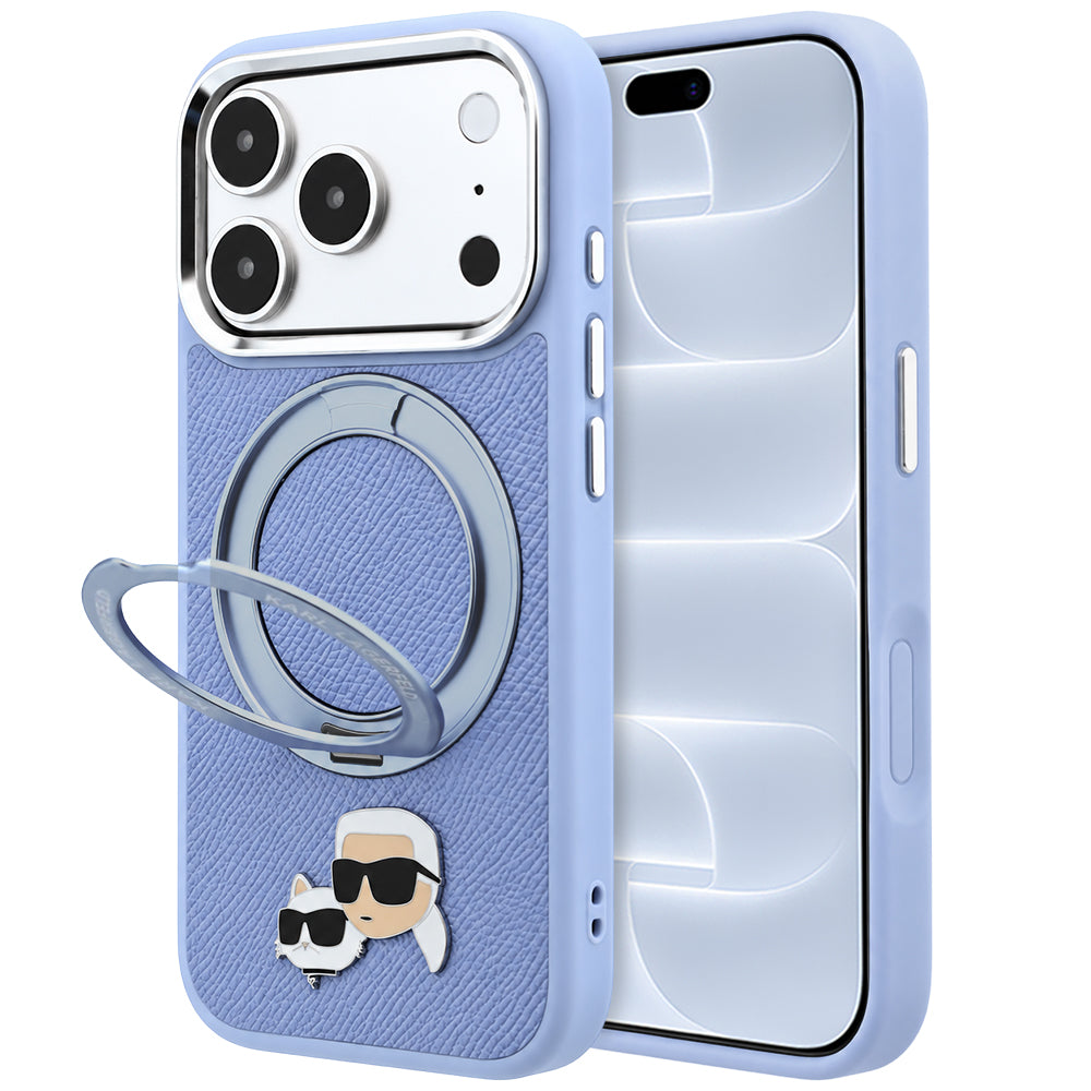 Θήκη MagSafe για Apple iPhone 18 Pro / 17 Pro, Karl Lagerfeld, Ring Stand 360 Karl & Choupette Pin, Bleu