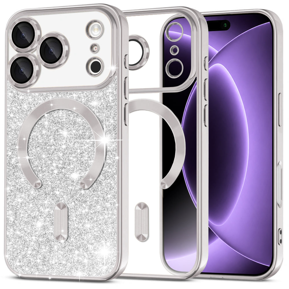 Θήκη MagSafe για Apple iPhone 18 Pro / 17 Pro, Techsuit, Luxury Glitter, Ασημί