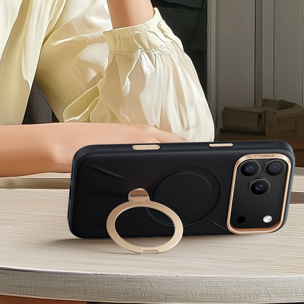 Θήκη MagSafe για Apple iPhone 18 Pro / 17 Pro, Torras, QPRO Leather, Μαύρο