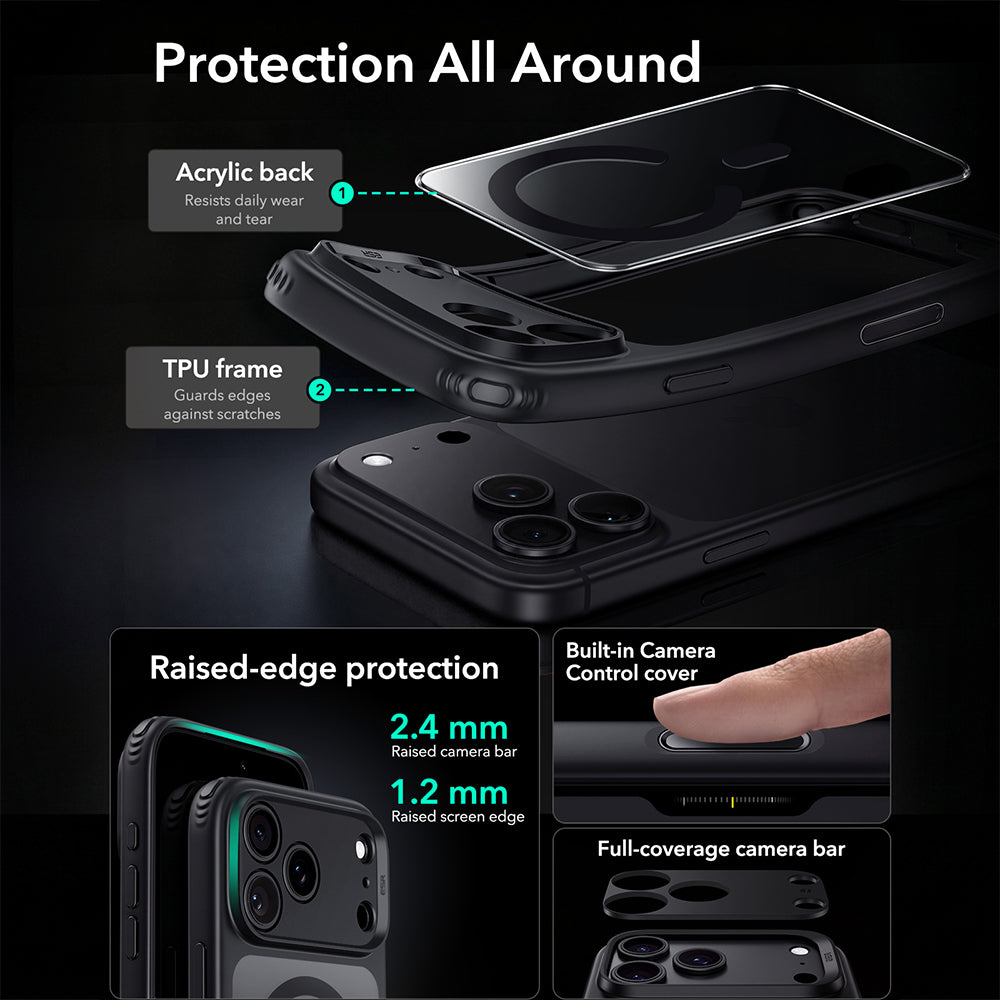 Θήκη MagSafe για Apple iPhone 18 Pro, ESR, Classic Hybrid, Μαύρη Διαφανής