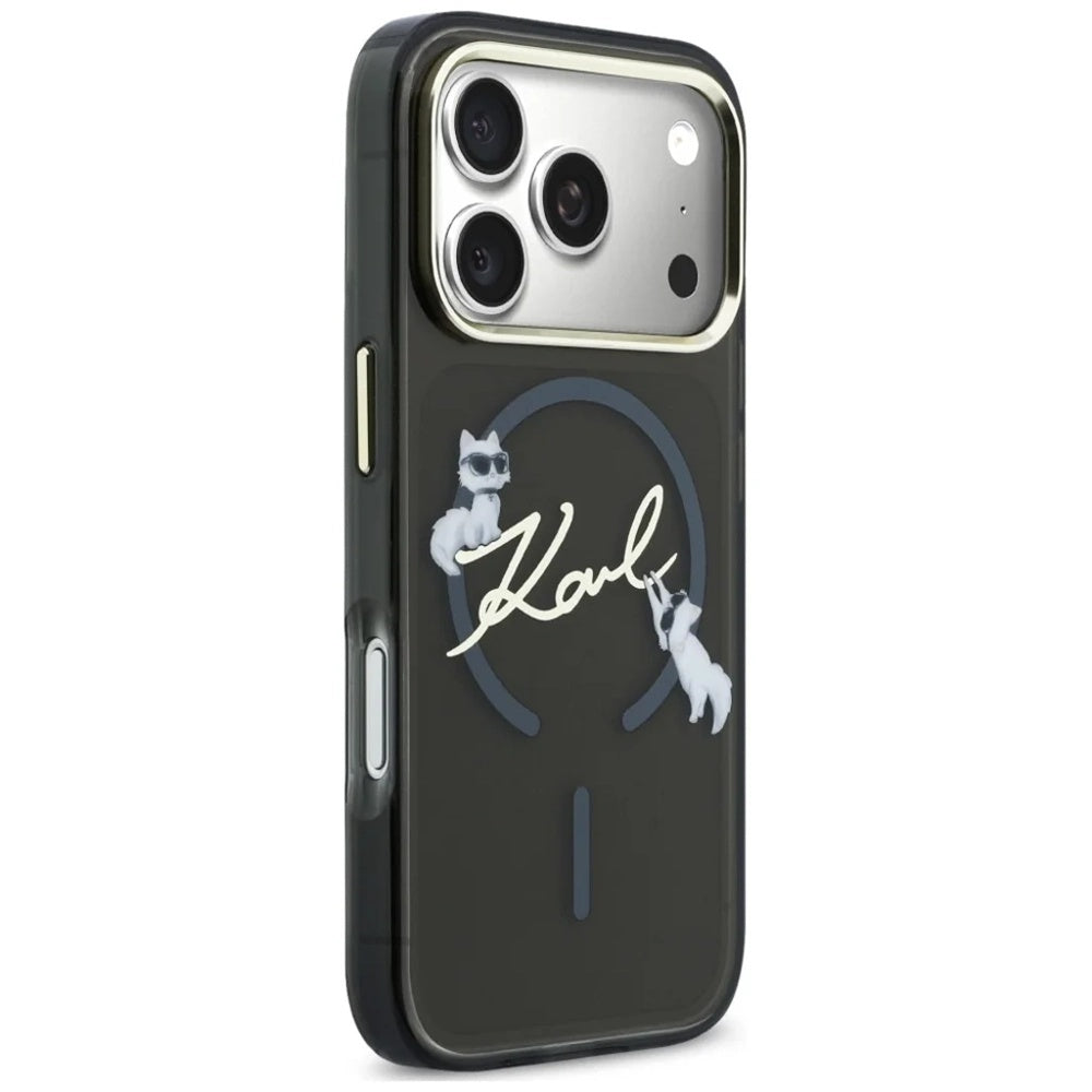 Θήκη MagSafe για Apple iPhone 18 Pro, Karl Lagerfeld, IML Choupette Karl Script Logo, Μαύρη