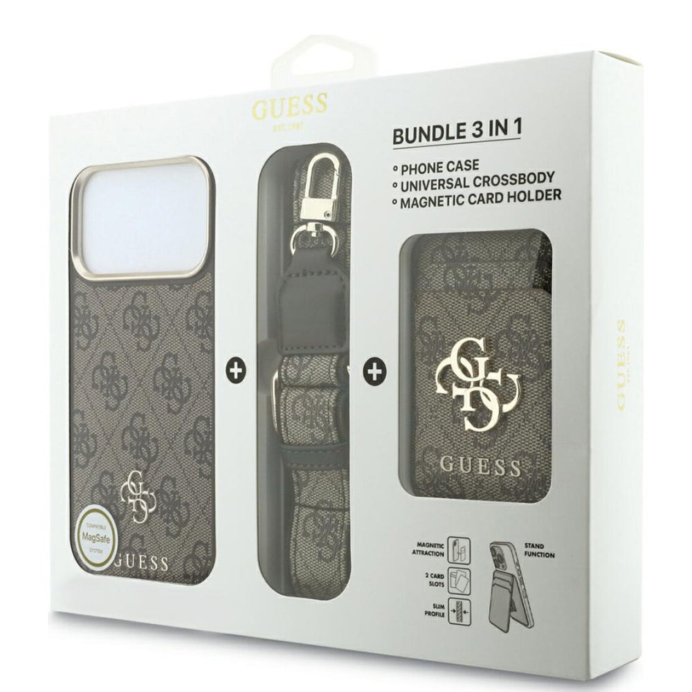Θήκη MagSafe για Apple iPhone 18 Pro Max / 17 Pro Max, Guess, 4G Cardslot & Big Strap, Καφέ