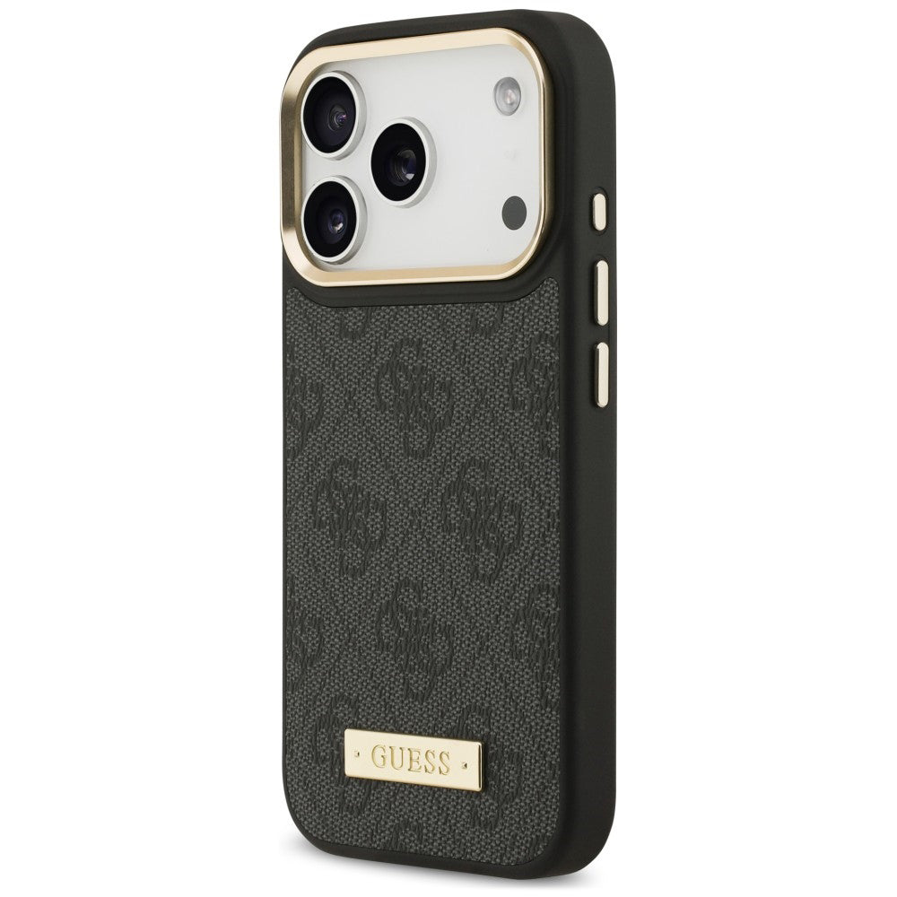 Θήκη MagSafe για Apple iPhone 18 Pro Max / 17 Pro Max, Guess, 4G Logo Plate, Μαύρη