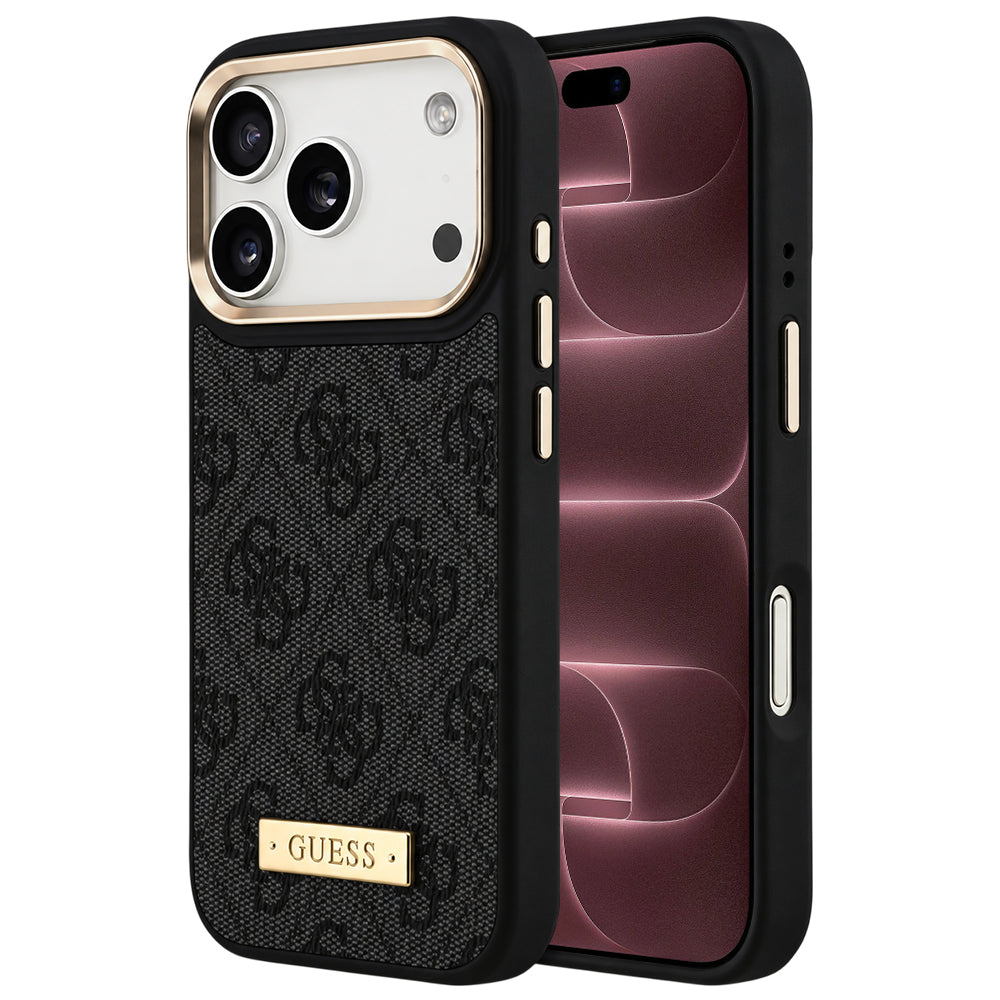 Θήκη MagSafe για Apple iPhone 18 Pro Max / 17 Pro Max, Guess, 4G Logo Plate, Μαύρη