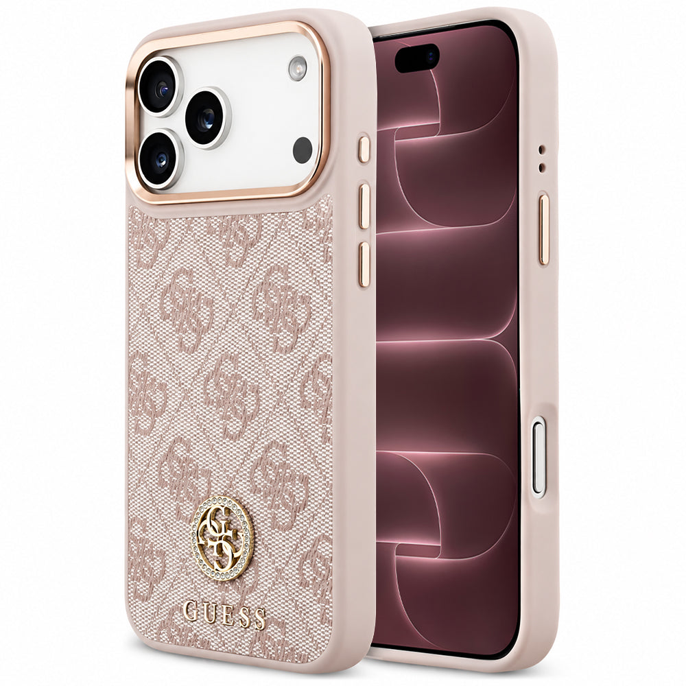 Θήκη MagSafe για Apple iPhone 18 Pro Max / 17 Pro Max, Guess, 4G Strass Logo, Ροζ