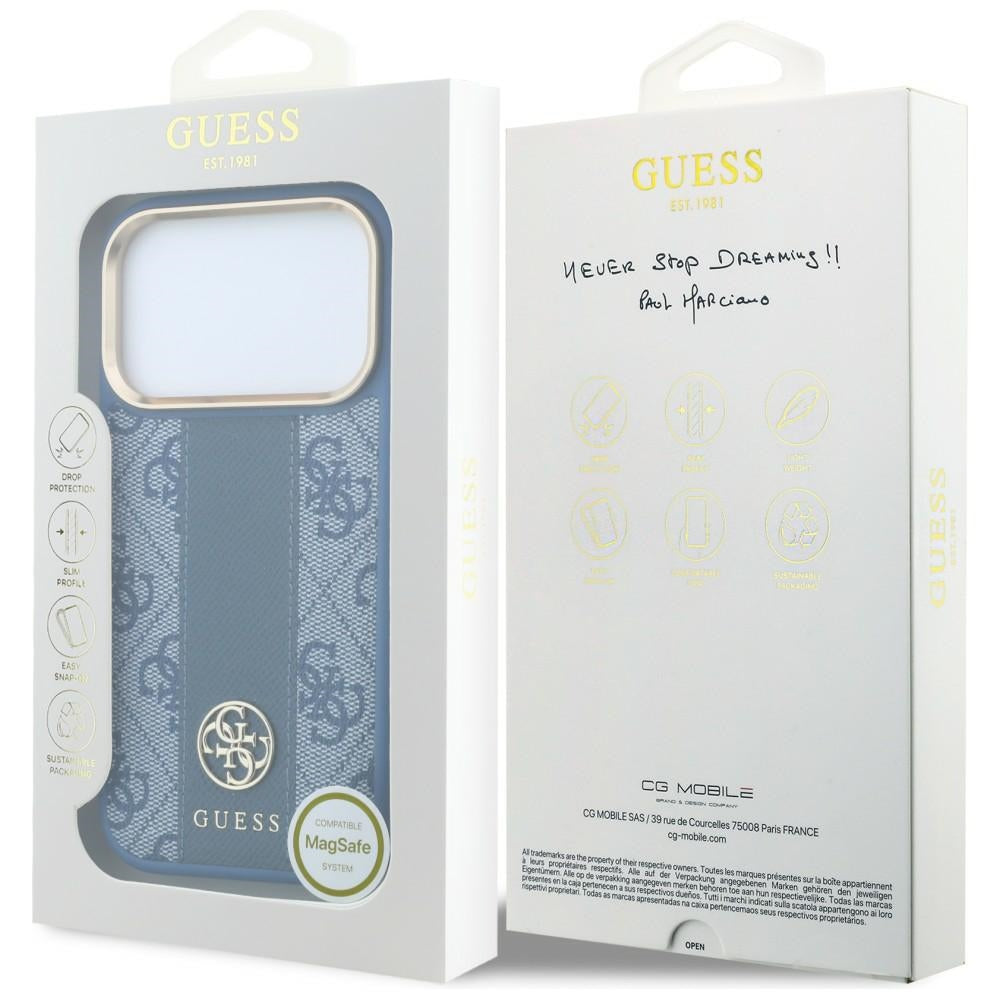 Θήκη MagSafe για Apple iPhone 18 Pro Max / 17 Pro Max, Guess, 4G Stripe Round Classic Logo, Μπλε