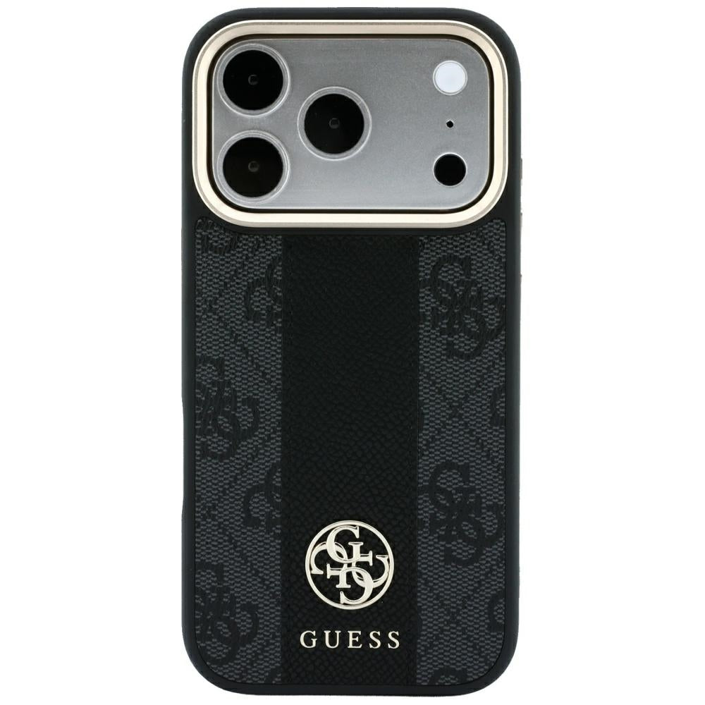 Θήκη MagSafe για Apple iPhone 18 Pro Max / 17 Pro Max, Guess, 4G Stripe Round Classic Logo, Μαύρη