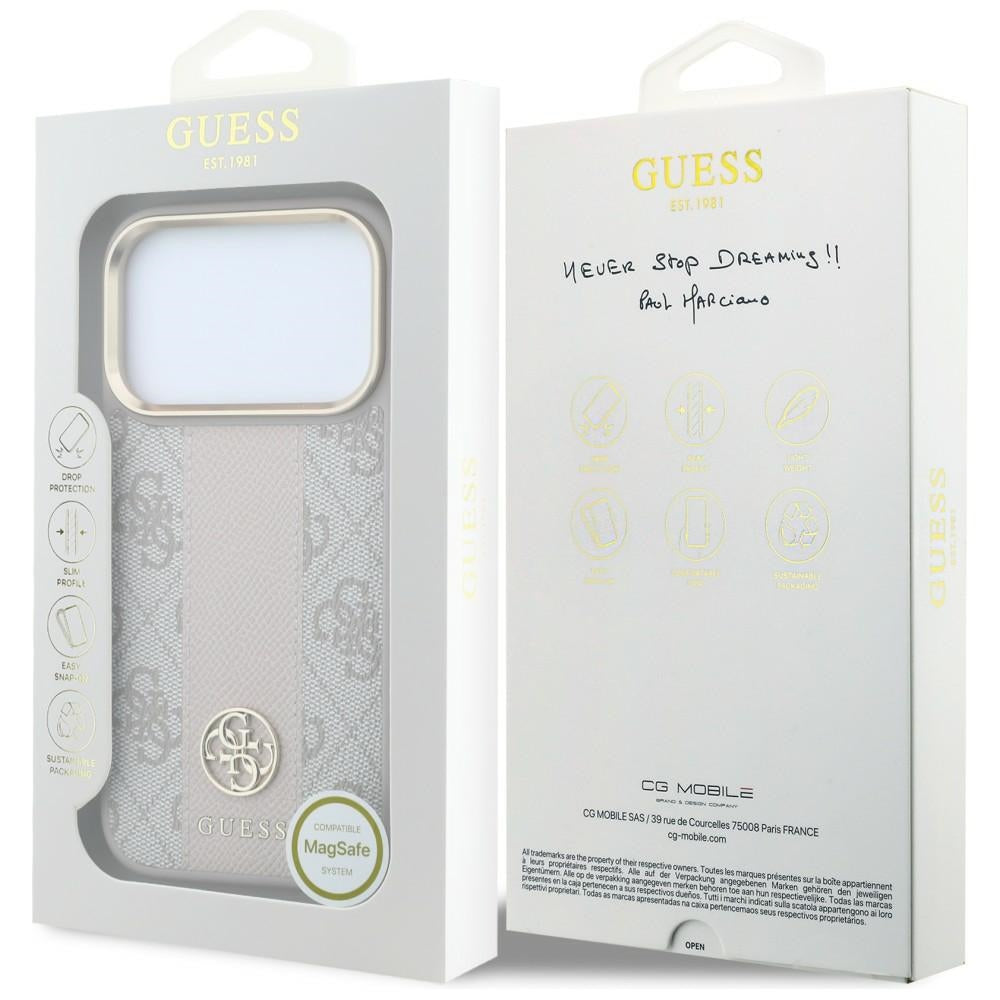 Θήκη MagSafe για Apple iPhone 18 Pro Max / 17 Pro Max, Guess, 4G Stripe Round Classic Logo, Ροζ