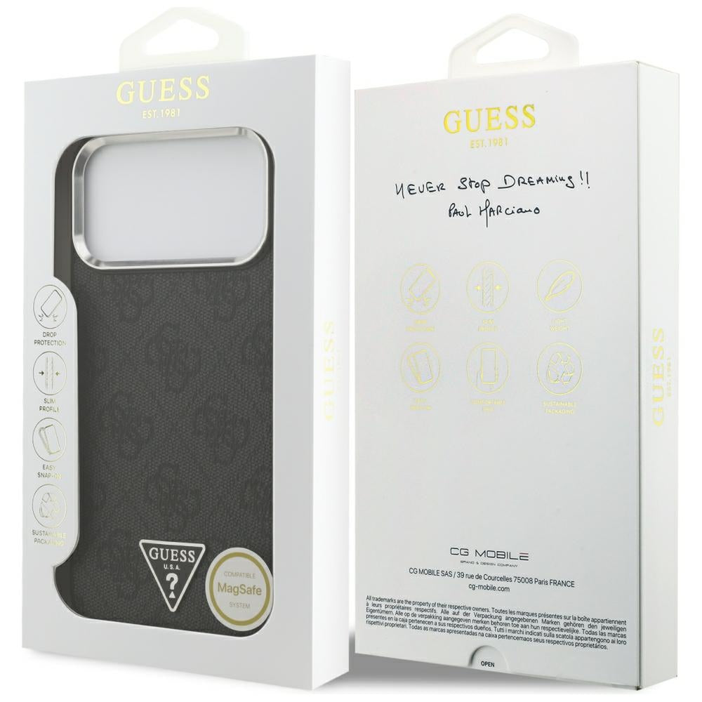 Θήκη MagSafe για Apple iPhone 18 Pro Max / 17 Pro Max, Guess, 4G Triangle Logo, Μαύρη