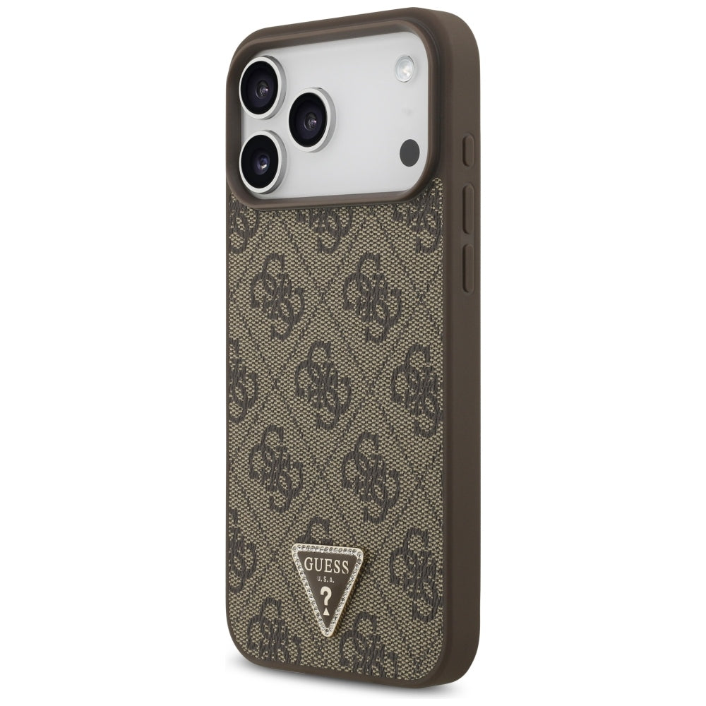 Θήκη MagSafe για Apple iPhone 18 Pro Max / 17 Pro Max, Guess, 4G Triangle Strass, Καφέ