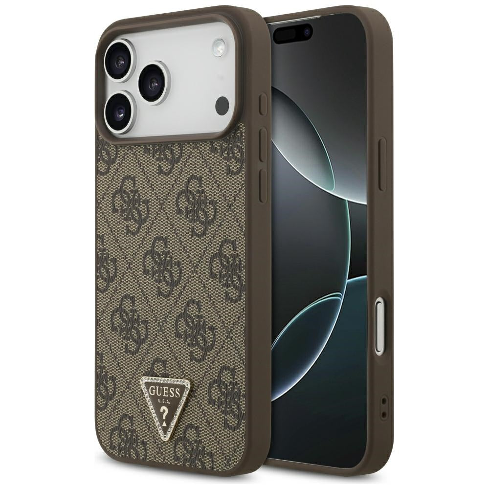 Θήκη MagSafe για Apple iPhone 18 Pro Max / 17 Pro Max, Guess, 4G Triangle Strass, Καφέ