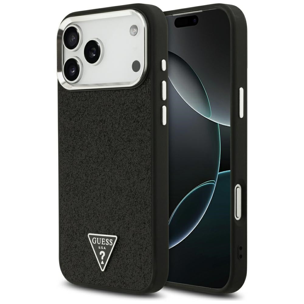 Θήκη MagSafe για Apple iPhone 18 Pro Max / 17 Pro Max, Guess, Glitter Triangle Logo, Μαύρο