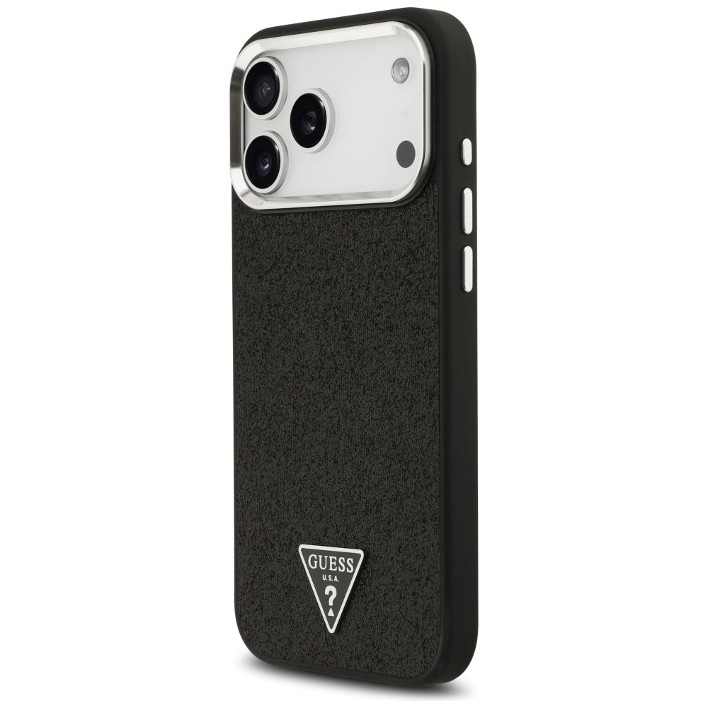 Θήκη MagSafe για Apple iPhone 18 Pro Max / 17 Pro Max, Guess, Glitter Triangle Logo, Μαύρο
