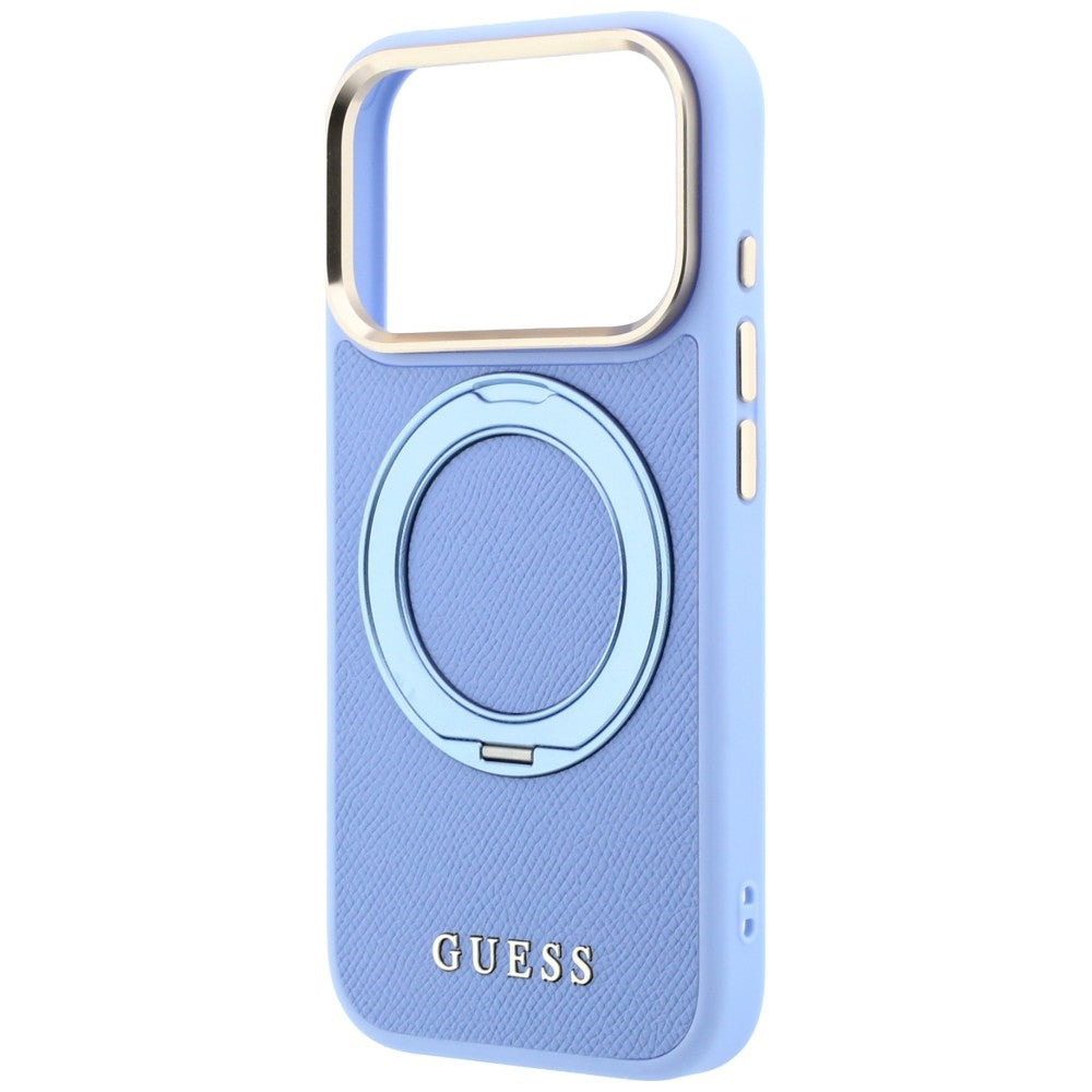 Θήκη MagSafe για Apple iPhone 18 Pro Max / 17 Pro Max, Guess, Grained Ring Stand 360 Classic, Μπλε