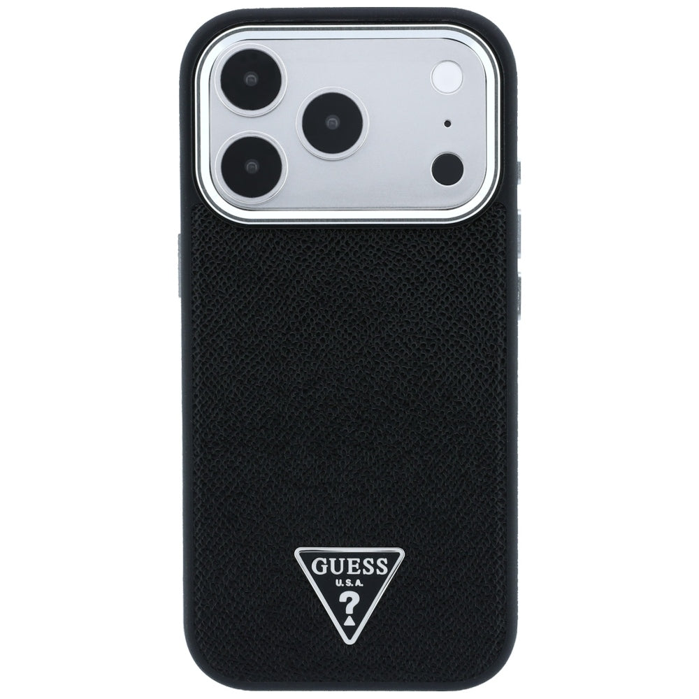 Θήκη MagSafe για Apple iPhone 18 Pro Max / 17 Pro Max, Guess, με ανάγλυφο τρίγωνο λογότυπο, Μαύρη