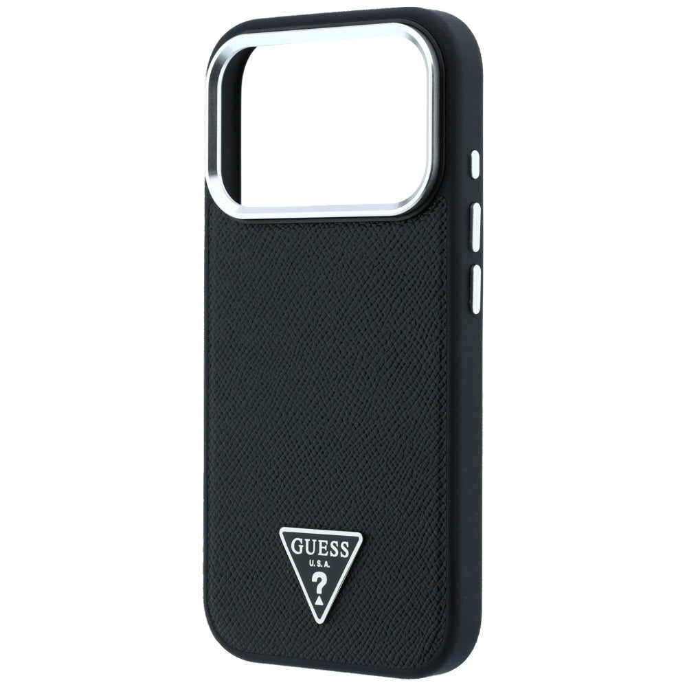 Θήκη MagSafe για Apple iPhone 18 Pro Max / 17 Pro Max, Guess, με ανάγλυφο τρίγωνο λογότυπο, Μαύρη