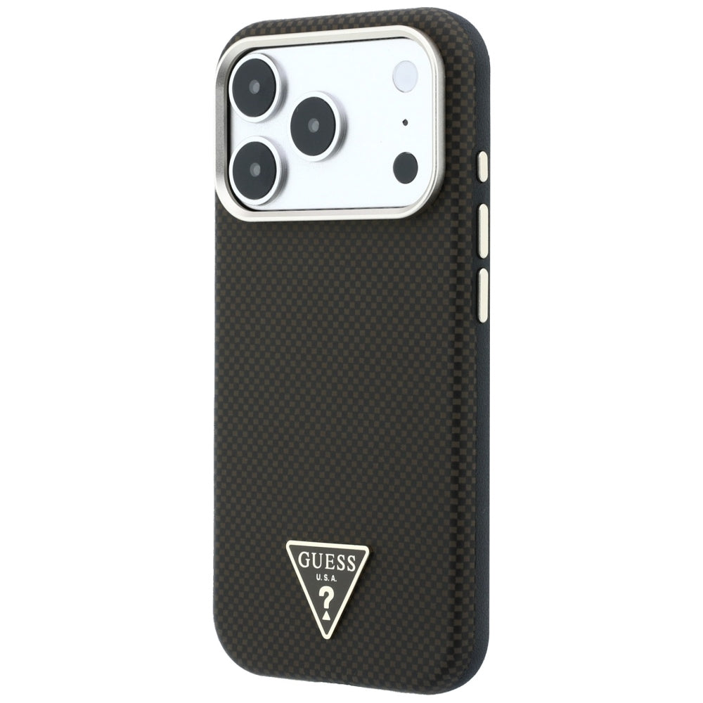 Θήκη MagSafe για Apple iPhone 18 Pro Max / 17 Pro Max, Guess, Λογότυπο Τριγώνου Kevlar, Καφέ