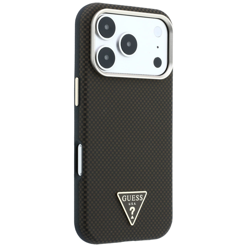 Θήκη MagSafe για Apple iPhone 18 Pro Max / 17 Pro Max, Guess, Λογότυπο Τριγώνου Kevlar, Καφέ