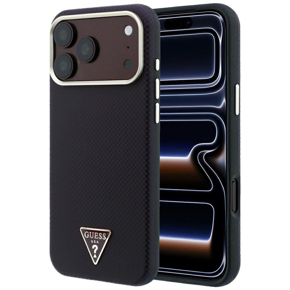 Θήκη MagSafe για Apple iPhone 18 Pro Max / 17 Pro Max, Guess, Λογότυπο Τρίγωνο Kevlar, Βυσσινί