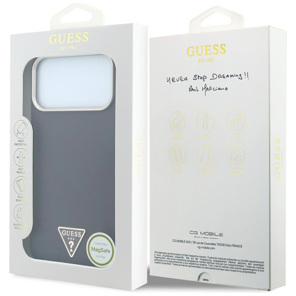 Θήκη MagSafe για Apple iPhone 18 Pro Max / 17 Pro Max, Guess, Λογότυπο Τρίγωνο Kevlar, Βυσσινί