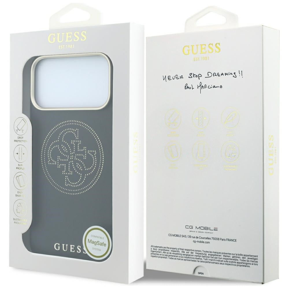 Θήκη MagSafe για Apple iPhone 18 Pro Max / 17 Pro Max, Guess, Διάτρητη 4G, Μαύρη