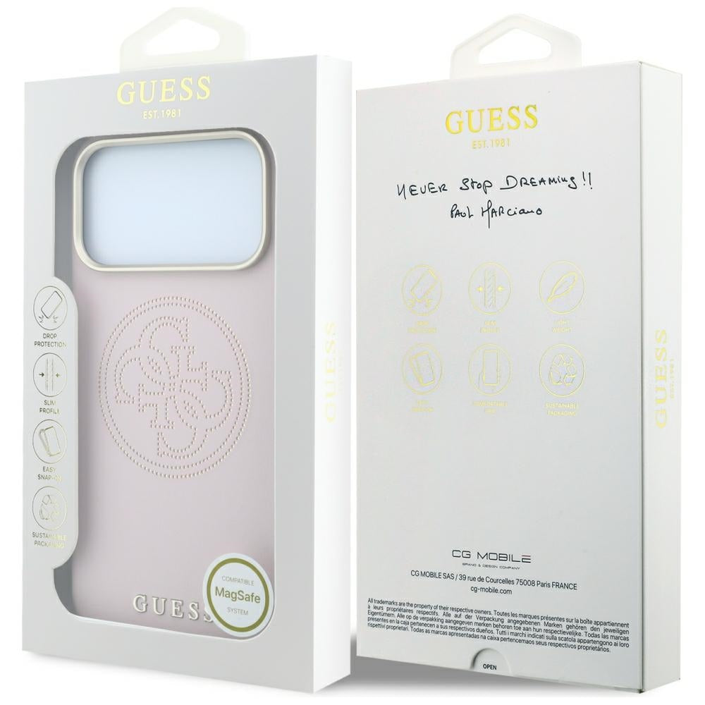 Θήκη MagSafe για Apple iPhone 18 Pro Max / 17 Pro Max, Guess, Διάτρητη 4G, Ροζ