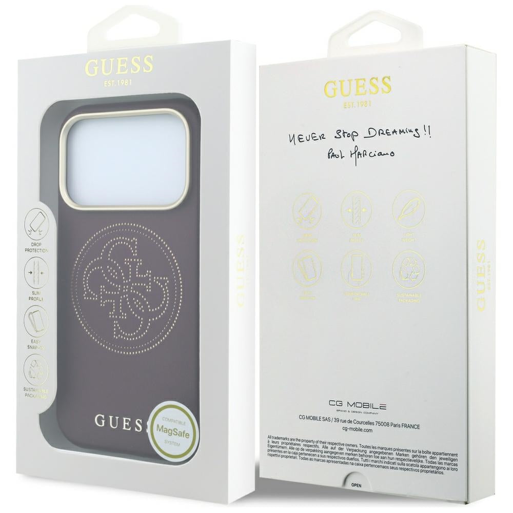 Θήκη MagSafe για Apple iPhone 18 Pro Max / 17 Pro Max, Guess, Διάτρητη 4G, Βυσσινί