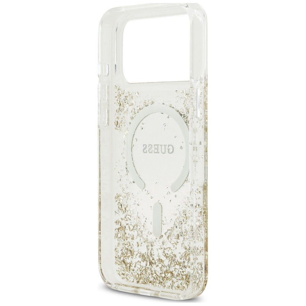 Θήκη MagSafe για Apple iPhone 18 Pro Max / 17 Pro Max, Guess, Glitter με ρητίνη στο κάτω μέρος, Χρυσή
