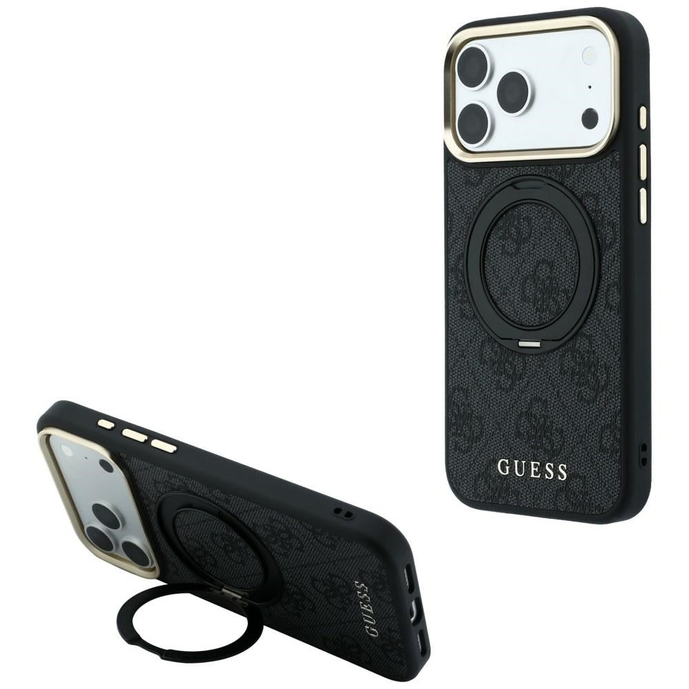 Θήκη MagSafe για Apple iPhone 18 Pro Max / 17 Pro Max, Guess, Ring Stand Classic Logo, Μαύρο