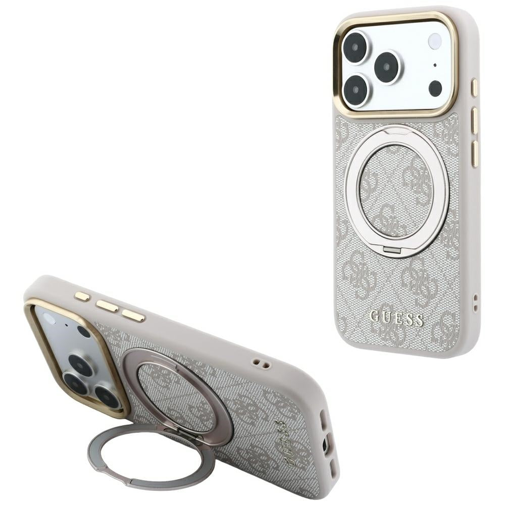 Θήκη MagSafe για Apple iPhone 18 Pro Max / 17 Pro Max, Guess, Ring Stand Classic Logo, Ροζ
