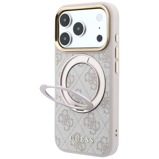 Θήκη MagSafe για Apple iPhone 18 Pro Max / 17 Pro Max, Guess, Ring Stand Classic Logo, Ροζ