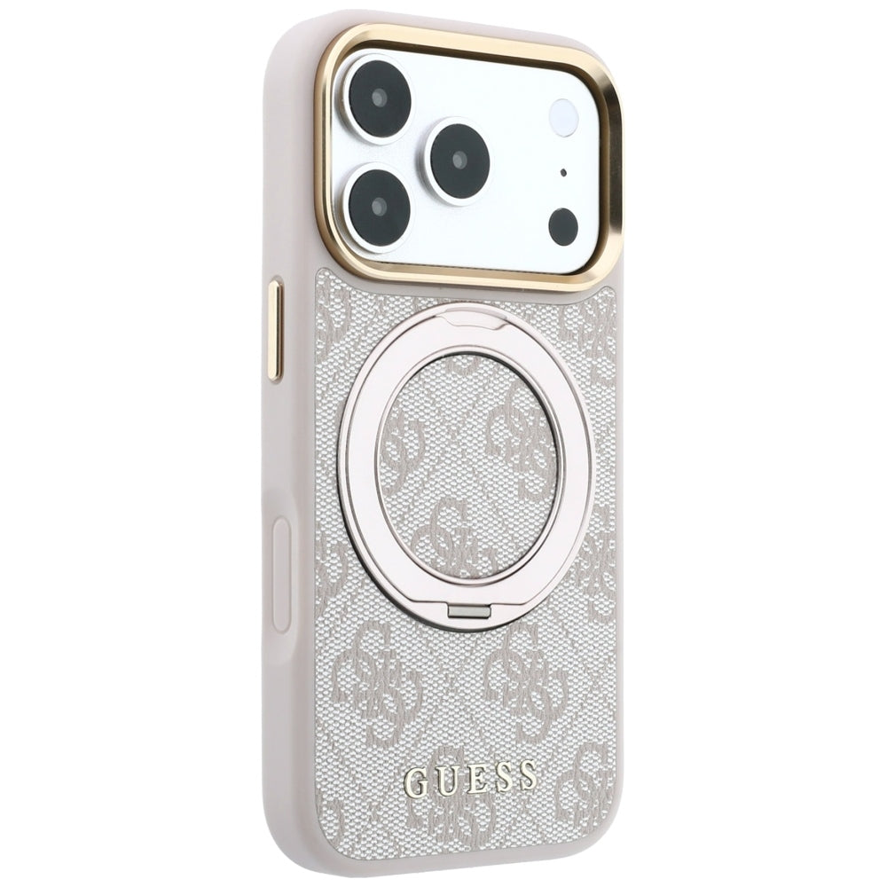 Θήκη MagSafe για Apple iPhone 18 Pro Max / 17 Pro Max, Guess, Ring Stand Classic Logo, Ροζ