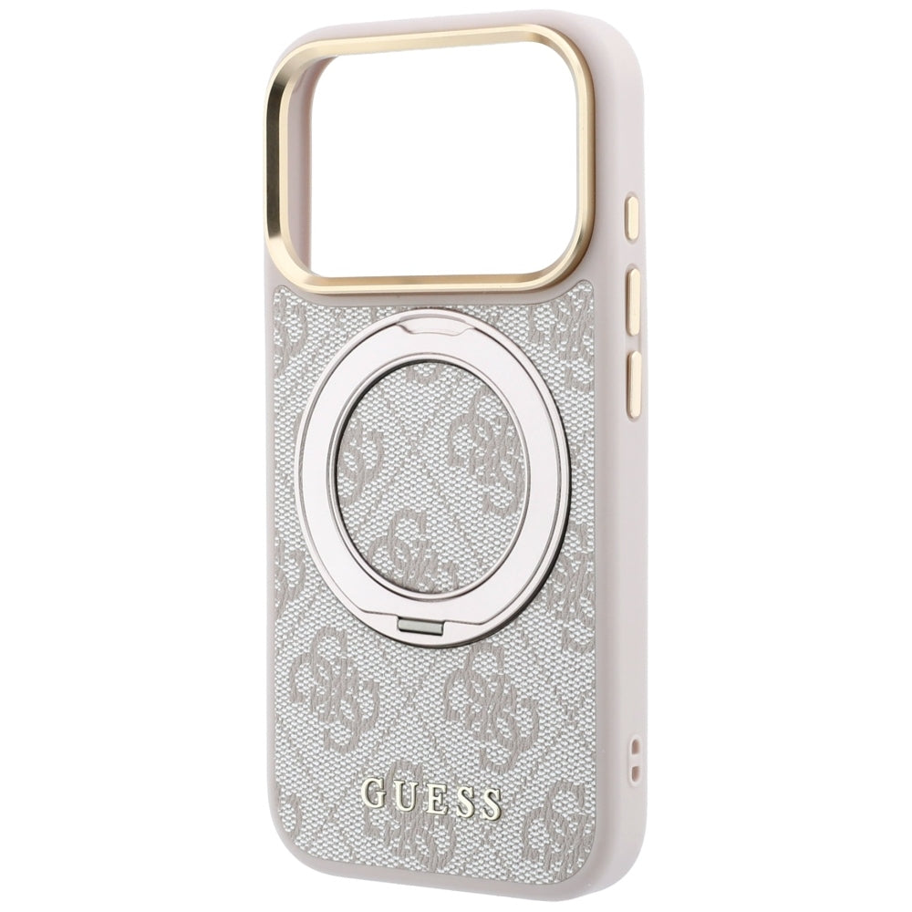 Θήκη MagSafe για Apple iPhone 18 Pro Max / 17 Pro Max, Guess, Ring Stand Classic Logo, Ροζ