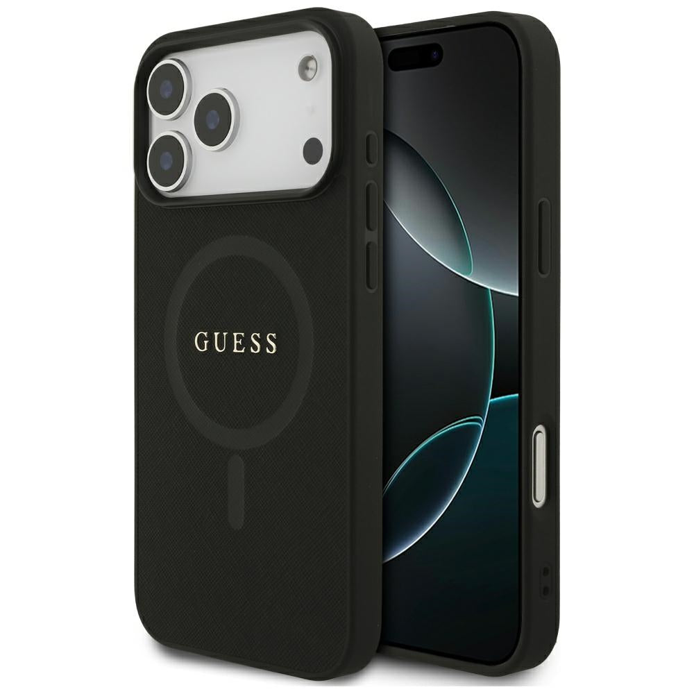 Θήκη MagSafe για Apple iPhone 18 Pro Max / 17 Pro Max, Guess, Saffiano, Μαύρο