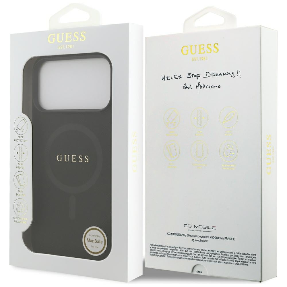 Θήκη MagSafe για Apple iPhone 18 Pro Max / 17 Pro Max, Guess, Saffiano, Μαύρο