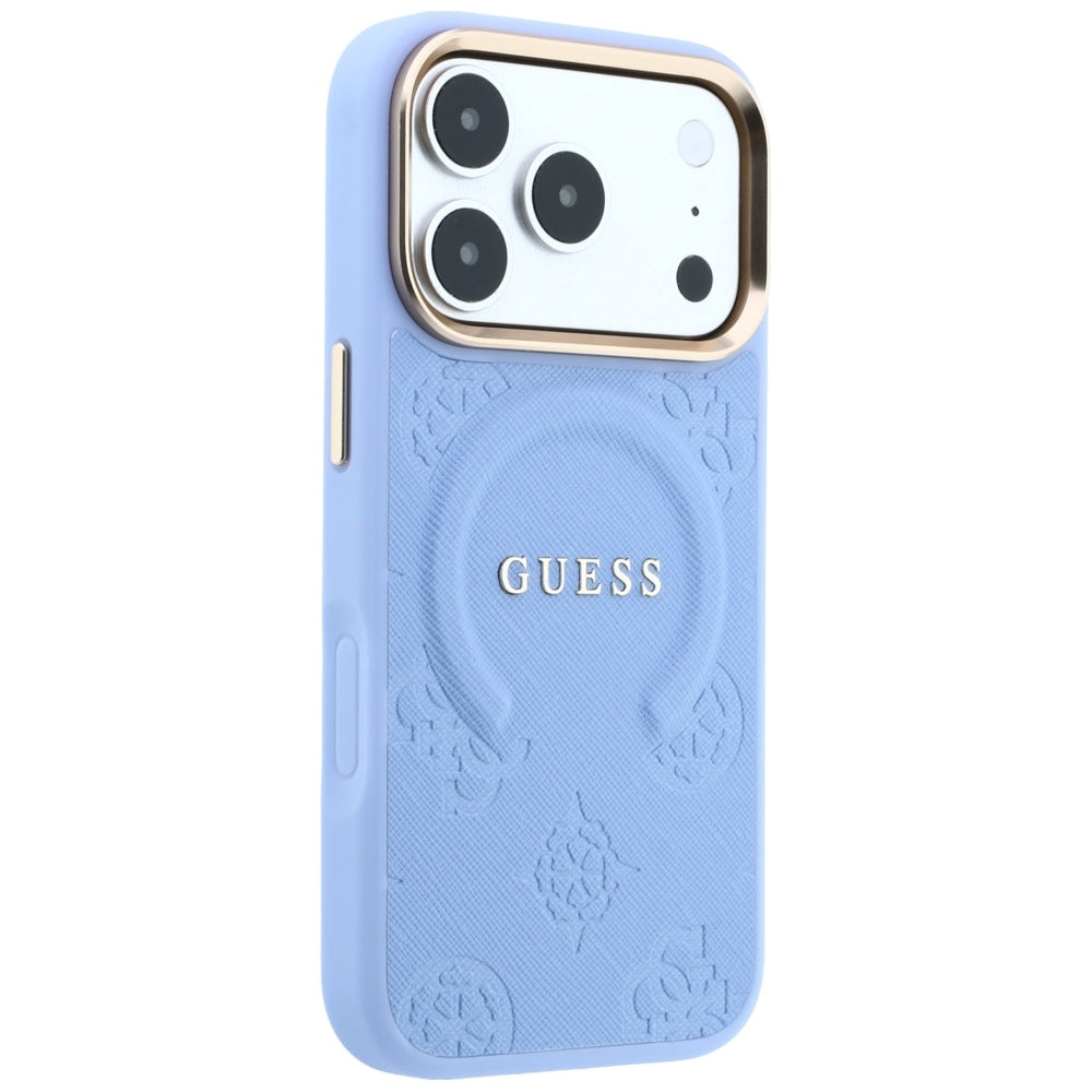 Θήκη MagSafe για Apple iPhone 18 Pro Max / 17 Pro Max, Guess, Saffiano Peony Ring, Bleu