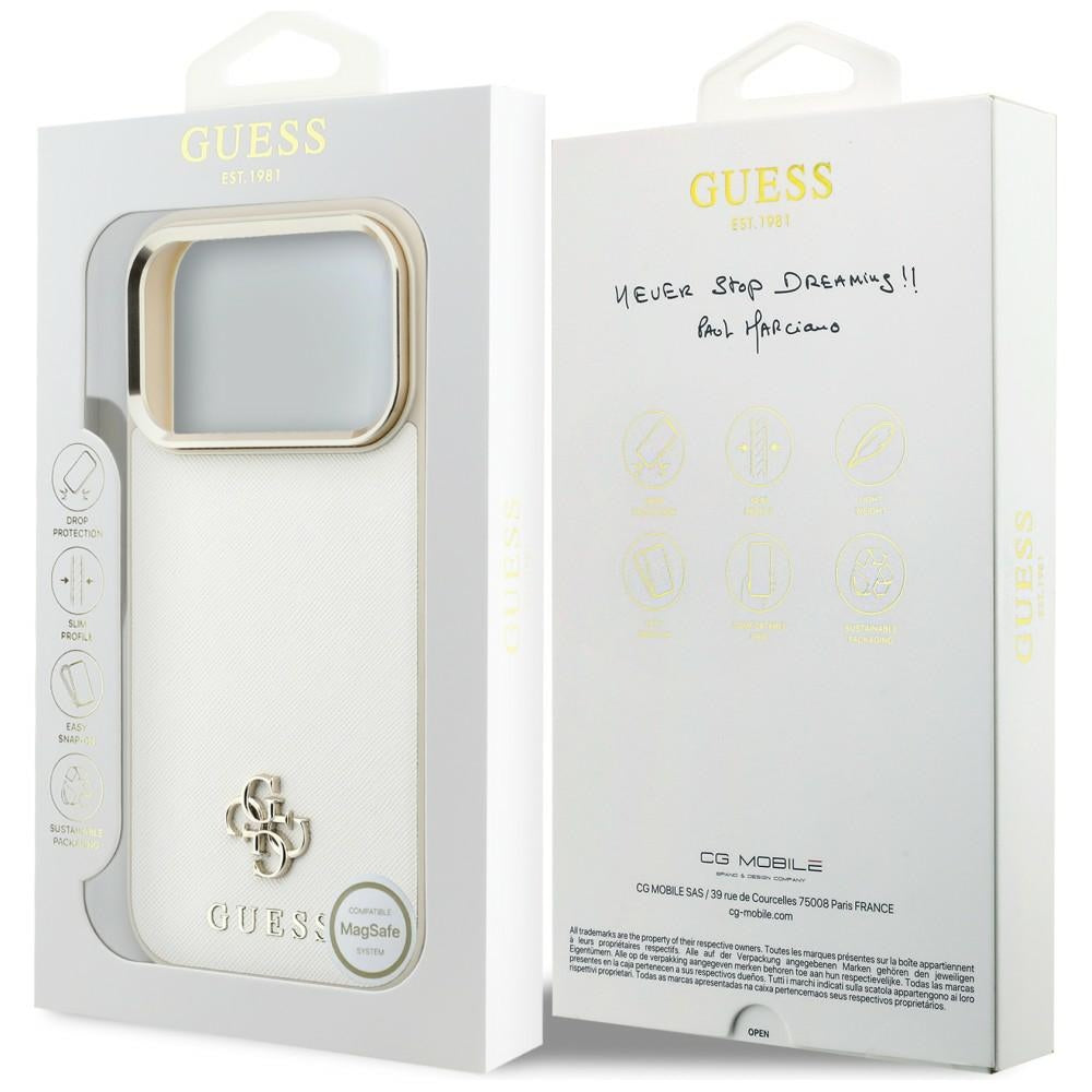 Θήκη MagSafe για Apple iPhone 18 Pro Max / 17 Pro Max, Guess, Saffiano Small 4G Classic, Μπεζ