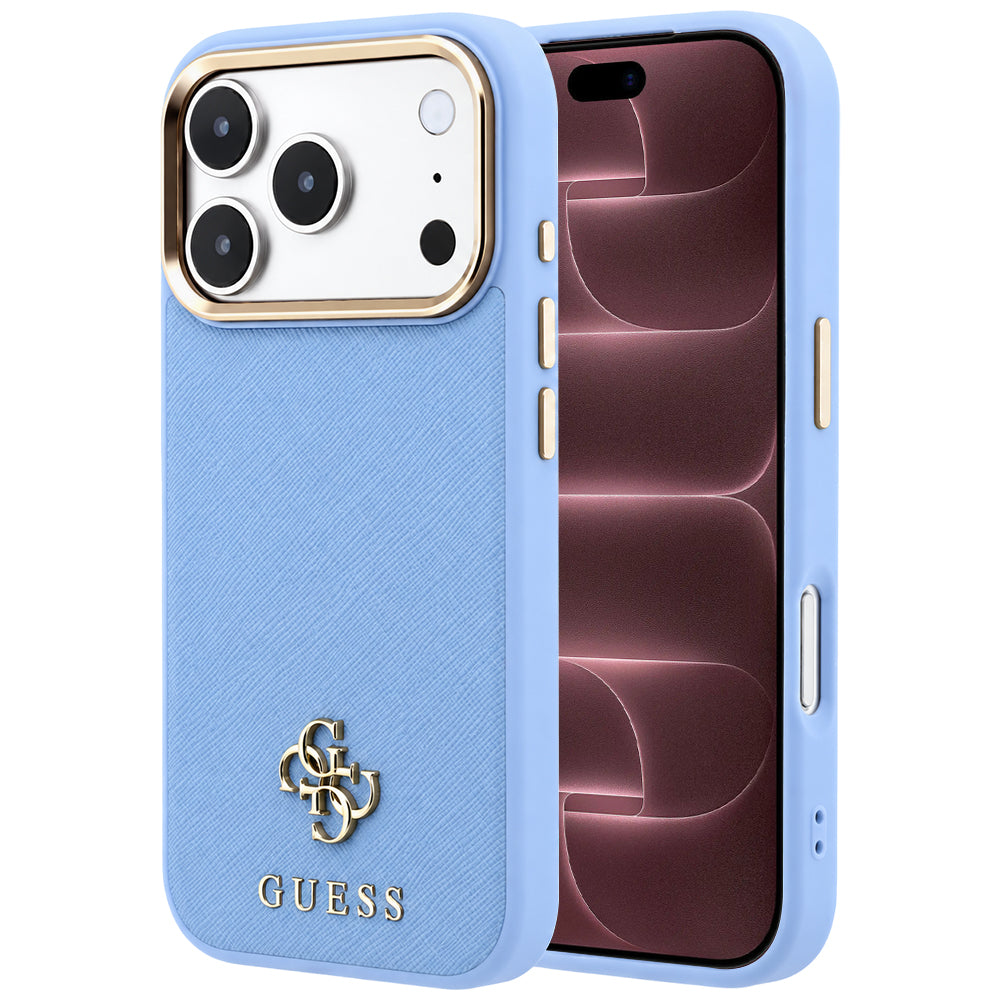 Θήκη MagSafe για Apple iPhone 18 Pro Max / 17 Pro Max, Guess, Saffiano Small 4G Classic, Bleu