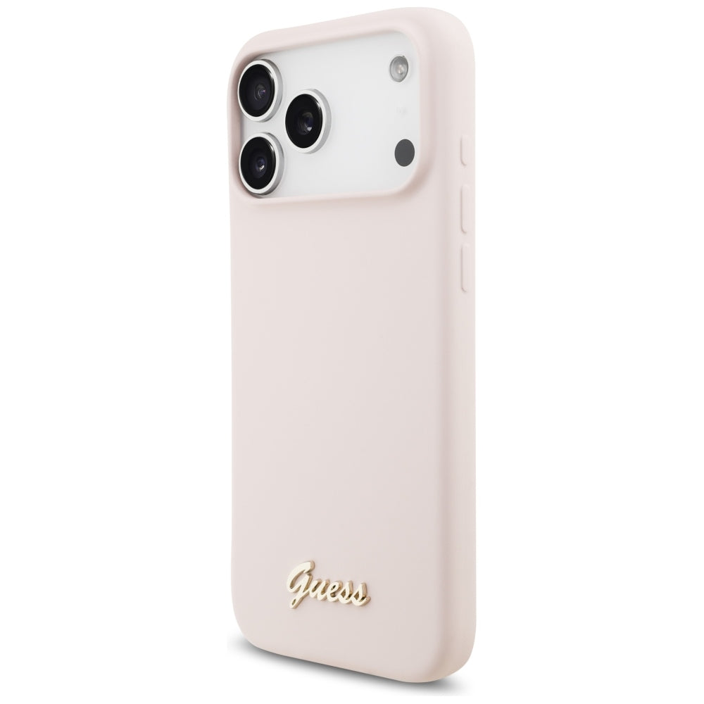 MagSafe Case for Apple iPhone 18 Pro Max / 17 Pro Max, Guess, Script Metal Logo, Pink