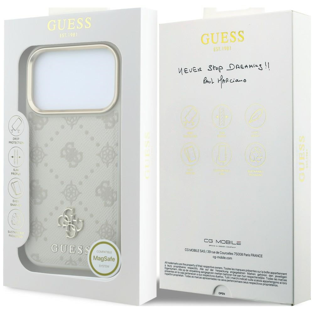 Θήκη MagSafe για Apple iPhone 18 Pro Max / 17 Pro Max, Guess, Stripe Peony 4G, Μπεζ