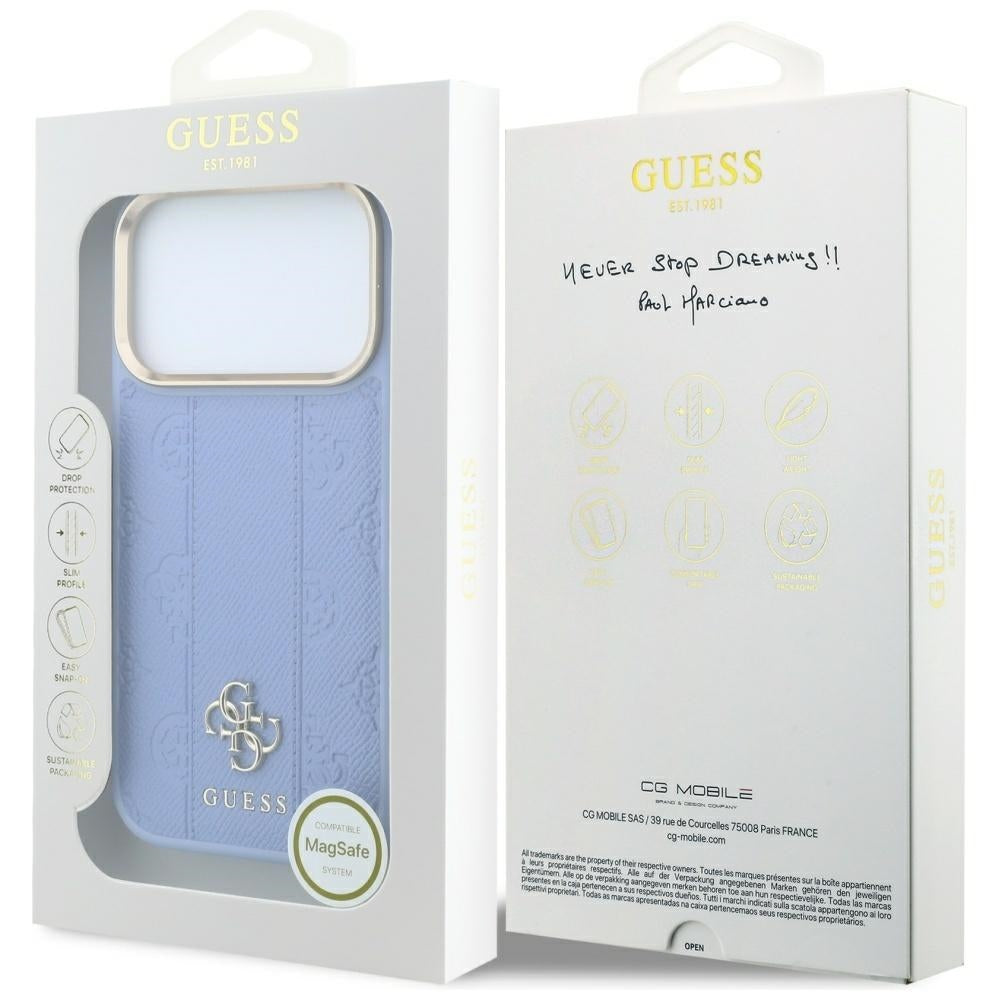 Θήκη MagSafe για Apple iPhone 18 Pro Max / 17 Pro Max, Guess, Stripe Peony 4G, Bleu