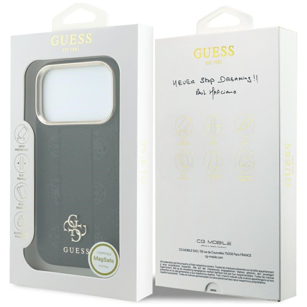 Θήκη MagSafe για Apple iPhone 18 Pro Max / 17 Pro Max, Guess, Stripe Peony 4G, Μαύρο