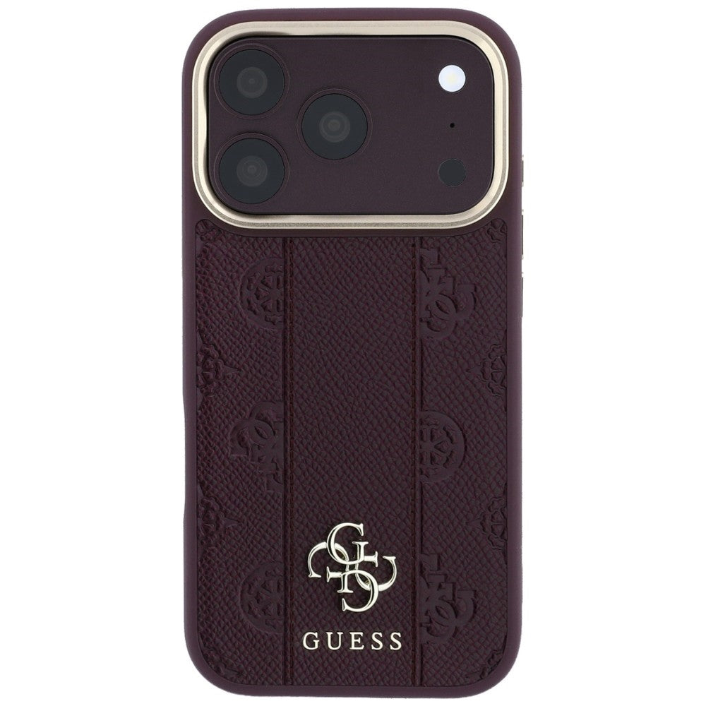 Θήκη MagSafe για Apple iPhone 18 Pro Max / 17 Pro Max, Guess, Stripe Peony 4G, Βυσσινί