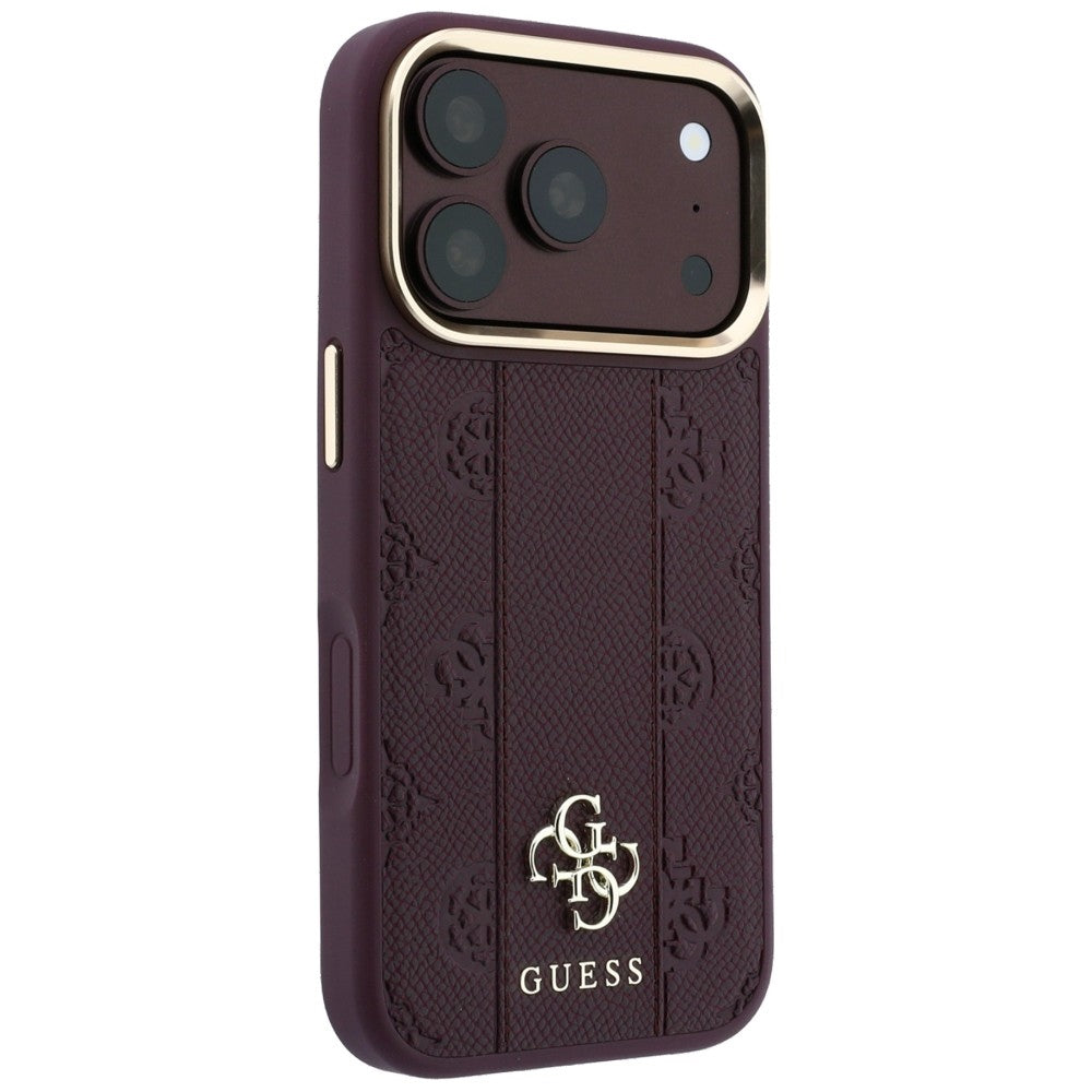 Θήκη MagSafe για Apple iPhone 18 Pro Max / 17 Pro Max, Guess, Stripe Peony 4G, Βυσσινί