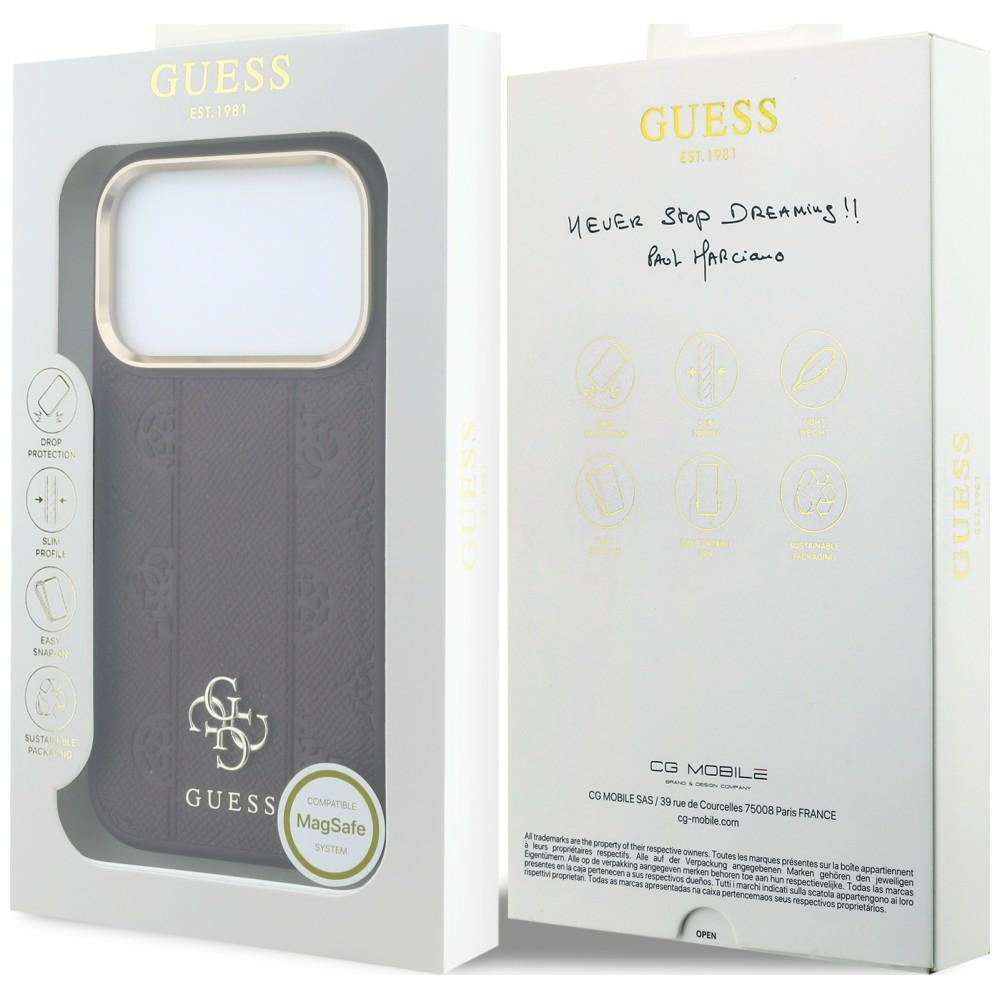 Θήκη MagSafe για Apple iPhone 18 Pro Max / 17 Pro Max, Guess, Stripe Peony 4G, Βυσσινί